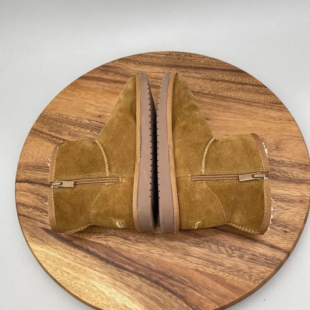 Koolaburra by UGG Victoria Mini Boots Girls Size 1 Ankle Tan Bows Brown Suede